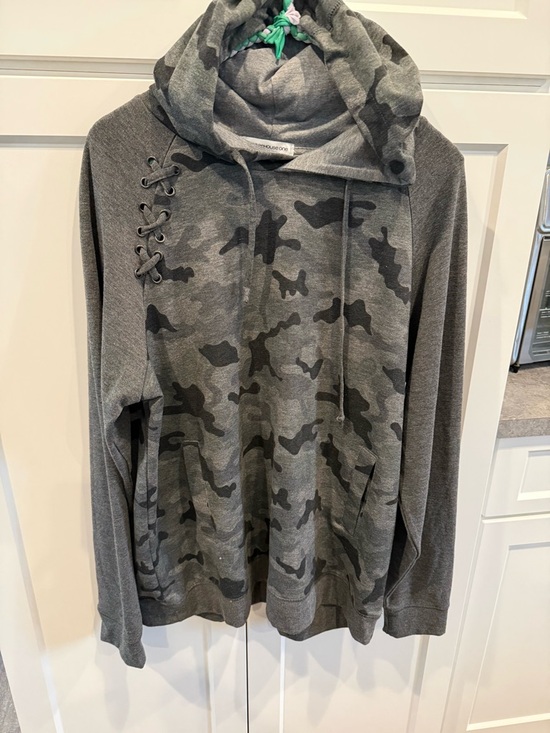 Warehouse Tops - Warehouse One Gray Hoodie with Green & White Braided Detail